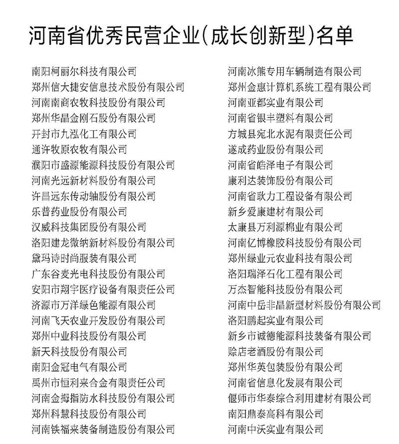 河南省优秀民营企业拟表扬名单出炉，华泰建材作为“成长创新型河南省优秀民营企业”入选